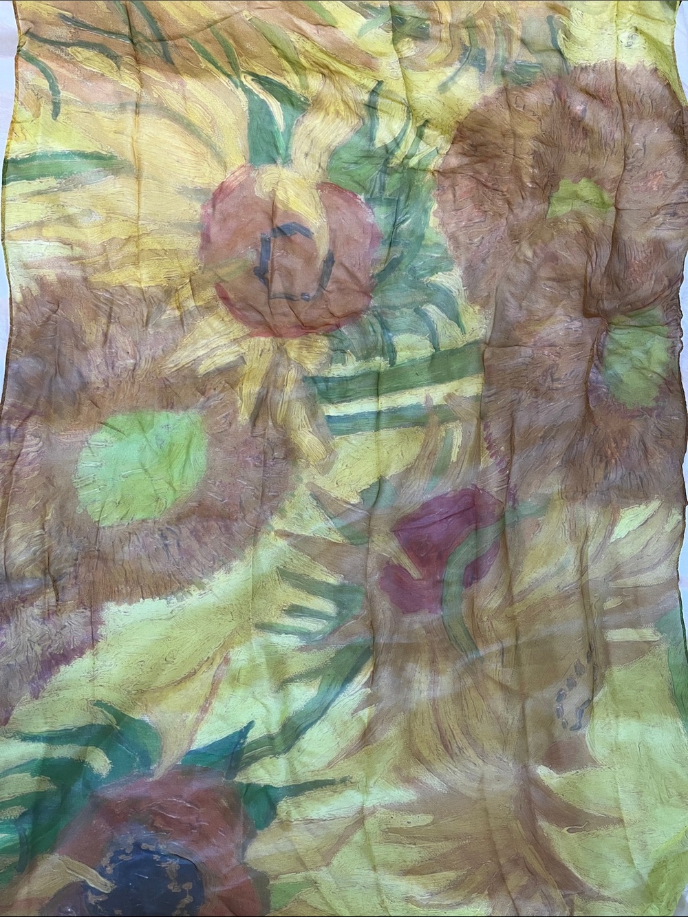 Van Gogh Museum Amsterdam 100% silk lightweight chiffon scarf sunflowers